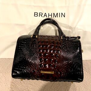 Brahmin Ombre Melbourne Collection Stacey Cocoa Top Zip Satchel Bag